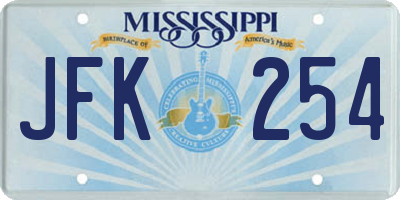 MS license plate JFK254