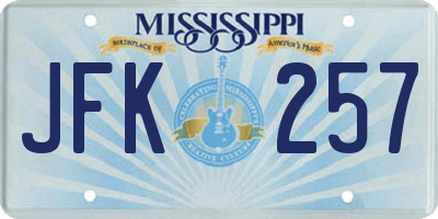 MS license plate JFK257