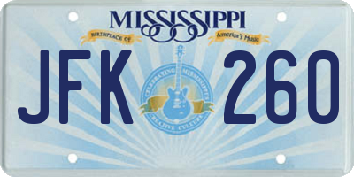 MS license plate JFK260