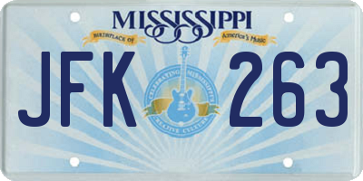 MS license plate JFK263