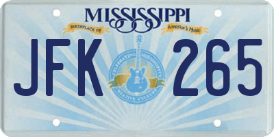 MS license plate JFK265