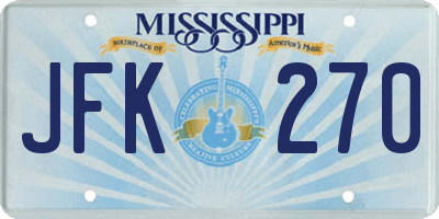 MS license plate JFK270