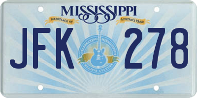 MS license plate JFK278