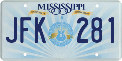 MS license plate JFK281