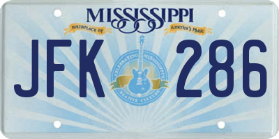 MS license plate JFK286
