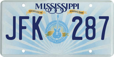 MS license plate JFK287
