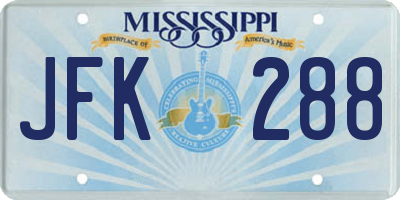 MS license plate JFK288