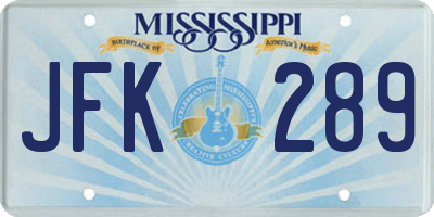MS license plate JFK289
