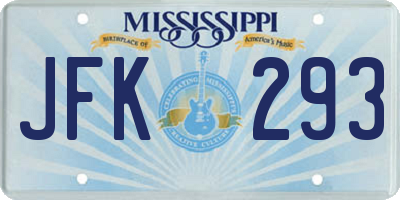 MS license plate JFK293