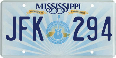 MS license plate JFK294