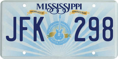 MS license plate JFK298