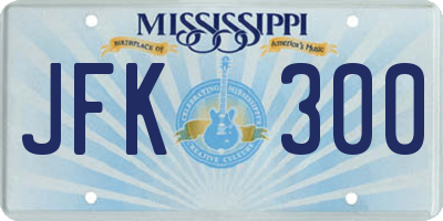MS license plate JFK300