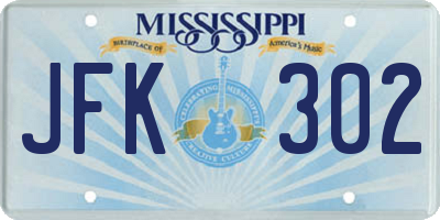 MS license plate JFK302