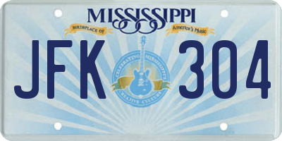 MS license plate JFK304