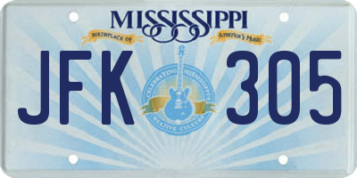 MS license plate JFK305