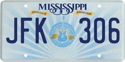 MS license plate JFK306