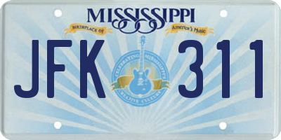 MS license plate JFK311