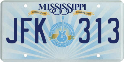MS license plate JFK313