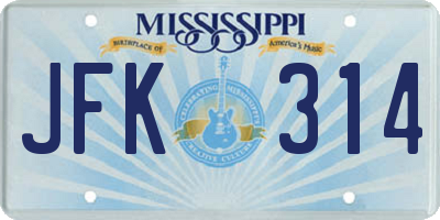 MS license plate JFK314