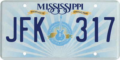 MS license plate JFK317