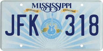 MS license plate JFK318