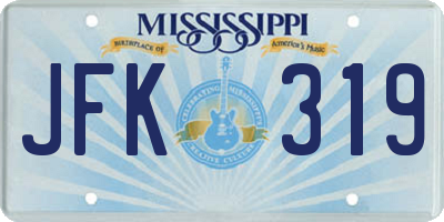 MS license plate JFK319