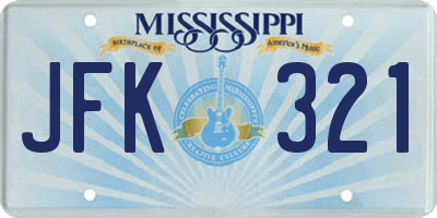 MS license plate JFK321