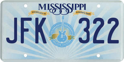 MS license plate JFK322
