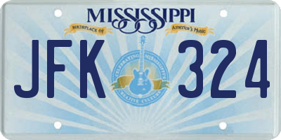 MS license plate JFK324