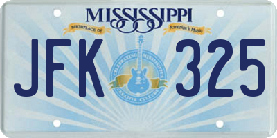 MS license plate JFK325