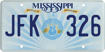 MS license plate JFK326