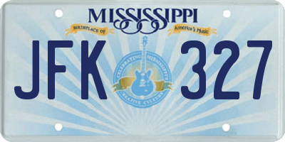 MS license plate JFK327