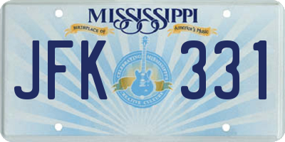 MS license plate JFK331