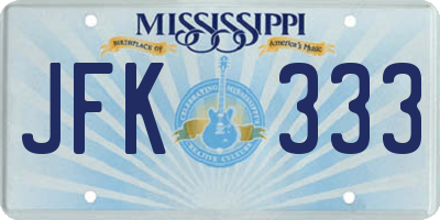 MS license plate JFK333