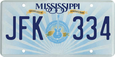 MS license plate JFK334