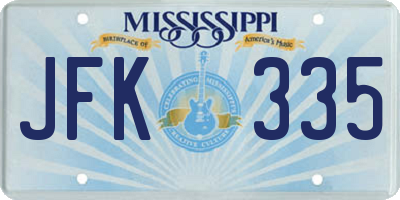 MS license plate JFK335
