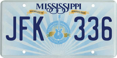 MS license plate JFK336