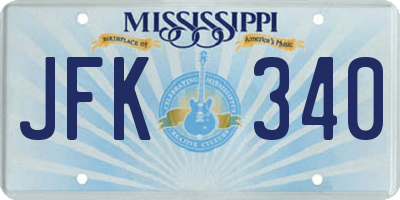 MS license plate JFK340