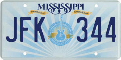 MS license plate JFK344
