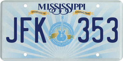 MS license plate JFK353