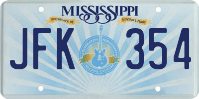 MS license plate JFK354