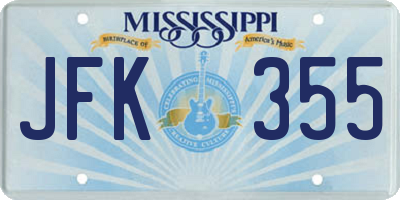 MS license plate JFK355