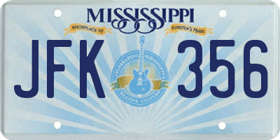 MS license plate JFK356
