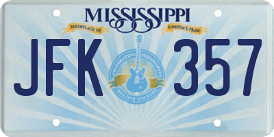MS license plate JFK357