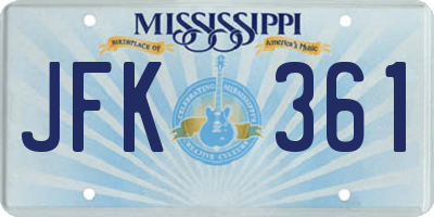 MS license plate JFK361