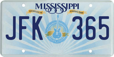 MS license plate JFK365