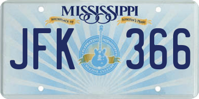 MS license plate JFK366