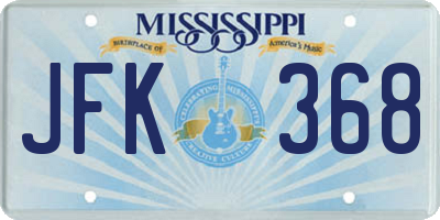 MS license plate JFK368