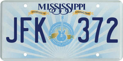 MS license plate JFK372