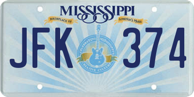 MS license plate JFK374